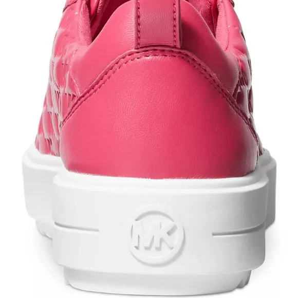 Michael Kors Emmett Nappa Puffy MK Logo Rubin Red Sneakers Shoes Flat Multi Size