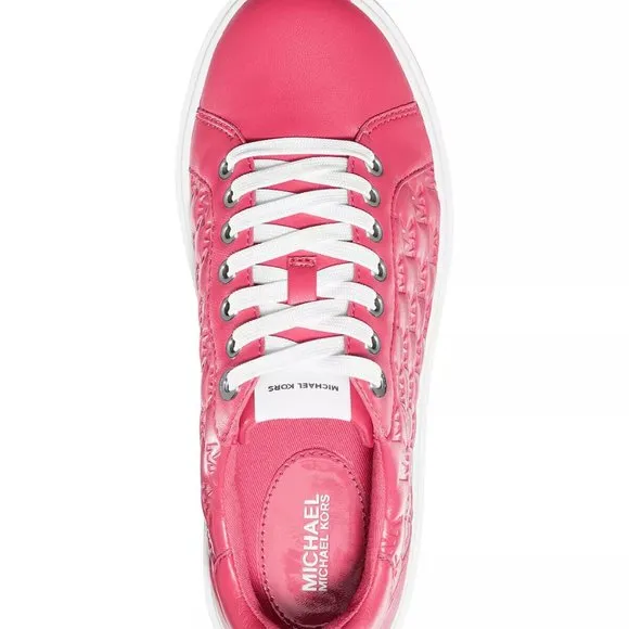 Michael Kors Emmett Nappa Puffy MK Logo Rubin Red Sneakers Shoes Flat Multi Size