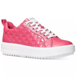 Michael Kors Emmett Nappa Puffy MK Logo Rubin Red Sneakers Shoes Flat Multi Size