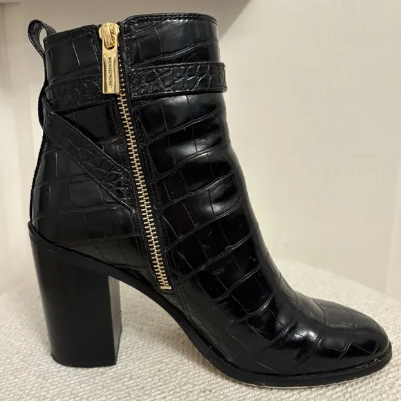 Michael Kors Farrah Tronchetto Donna Embossed Booties Black Women 6.5M