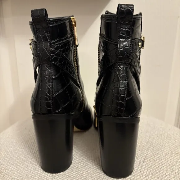 Michael Kors Farrah Tronchetto Donna Embossed Booties Black Women 6.5M