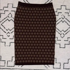 Michael Kors Medallion MK Chocolate Midi Skirt Sz L