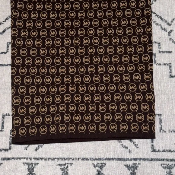 Michael Kors Medallion MK Chocolate Midi Skirt Sz L