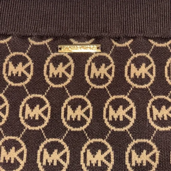 Michael Kors Medallion MK Chocolate Midi Skirt Sz L