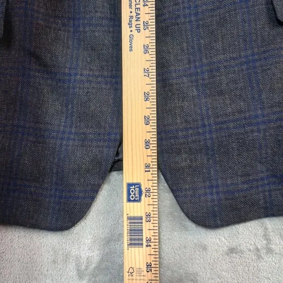 Michael Kors Plaid Blazer Men 46L Dark Gray Glen Check‎ Sport Coat Suit Jacket
