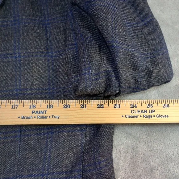 Michael Kors Plaid Blazer Men 46L Dark Gray Glen Check‎ Sport Coat Suit Jacket