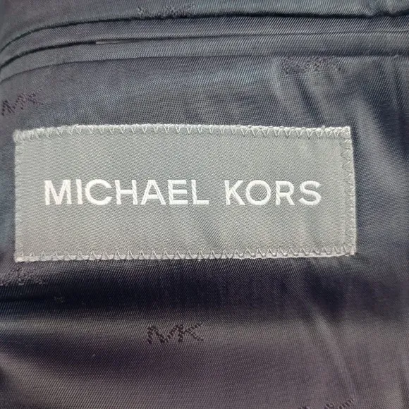 Michael Kors Plaid Blazer Men 46L Dark Gray Glen Check‎ Sport Coat Suit Jacket