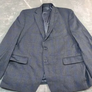 Michael Kors Plaid Blazer Men 46L Dark Gray Glen Check‎ Sport Coat Suit Jacket