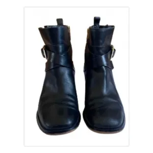Michael Kors Women's Black Leather Boots with Gold Buckle size 6M