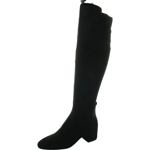 Michael Kors Womens Braden Mid Boot Black Solid Man Made Knee-High Boots New