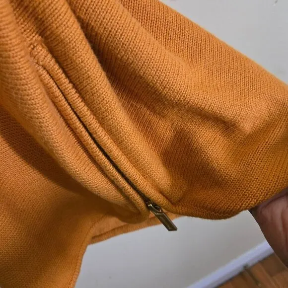 Michael Michael Kors Maple Leaf Side Zip Boat Neck Mustard Tunic Sweater Size L