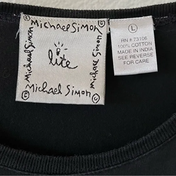 Michael Simon Lite Vintage Embroidred Shoes Black Tee Shirt Dress RARE
