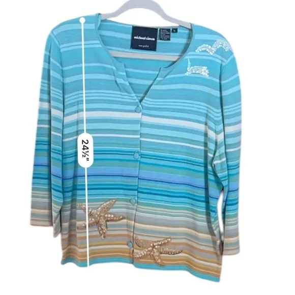 Michael Simon New York Vintage y2k summer cardigan beaded XL
