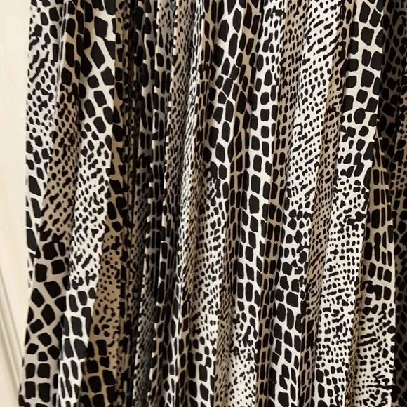 MIDI Mix Print Pleated Skirt