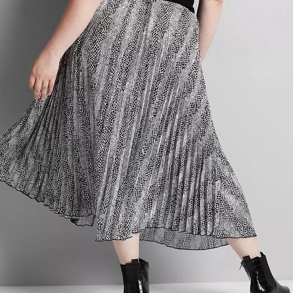 MIDI Mix Print Pleated Skirt