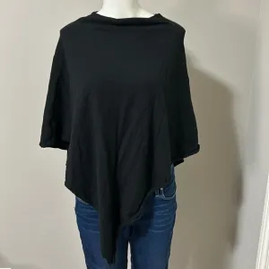 MILA Cashmere Sweater Poncho Shrug Black Made in Los Angeles One Size