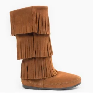 Minnetonka 3- Layer Fringe Boots Size 8