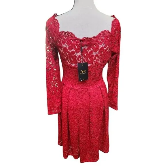 MissMay Red Lace Dress Size Small NWT Lined Fitted Retro