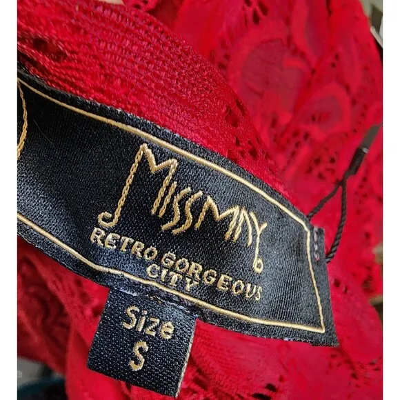 MissMay Red Lace Dress Size Small NWT Lined Fitted Retro