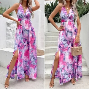 Mixed Open Back Dress