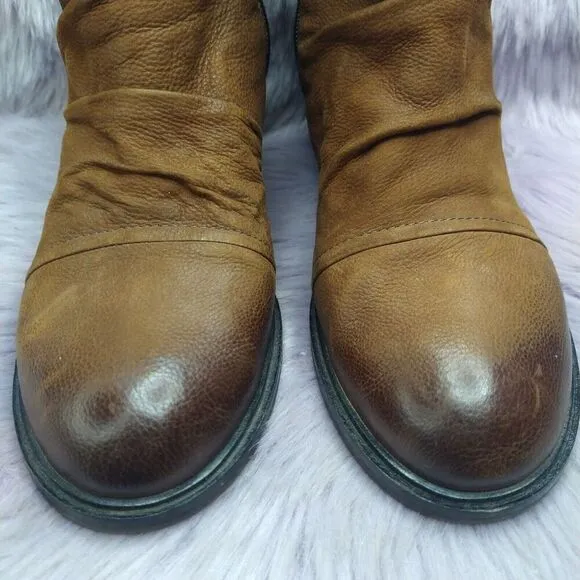 Miz Mooz Leather Heeled Boots Jordy Size 39 8.5-9 Brown Hazelnut
