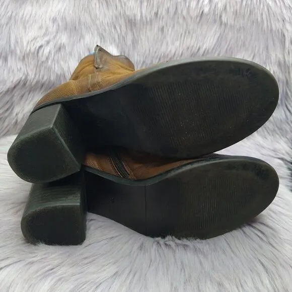 Miz Mooz Leather Heeled Boots Jordy Size 39 8.5-9 Brown Hazelnut