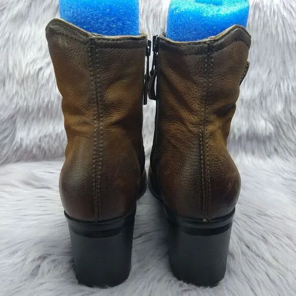Miz Mooz Leather Heeled Boots Jordy Size 39 8.5-9 Brown Hazelnut