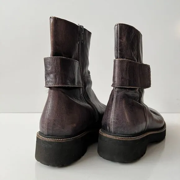 MM6 Maison Martin Margiela Microsole Lug Sole Combat Chelsea Boots Gray Size 40