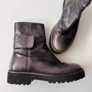 MM6 Maison Martin Margiela Microsole Lug Sole Combat Chelsea Boots Gray Size 40