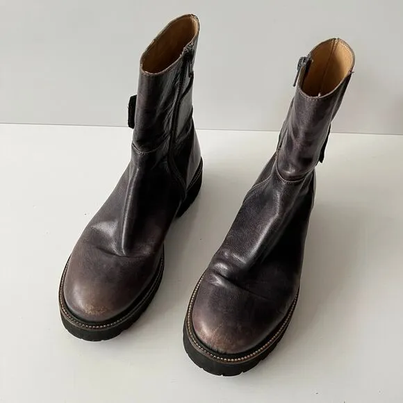 MM6 Maison Martin Margiela Microsole Lug Sole Combat Chelsea Boots Gray Size 40