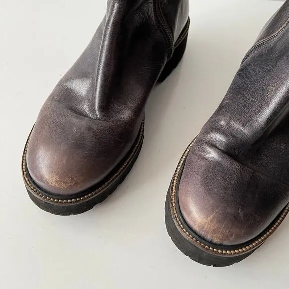 MM6 Maison Martin Margiela Microsole Lug Sole Combat Chelsea Boots Gray Size 40