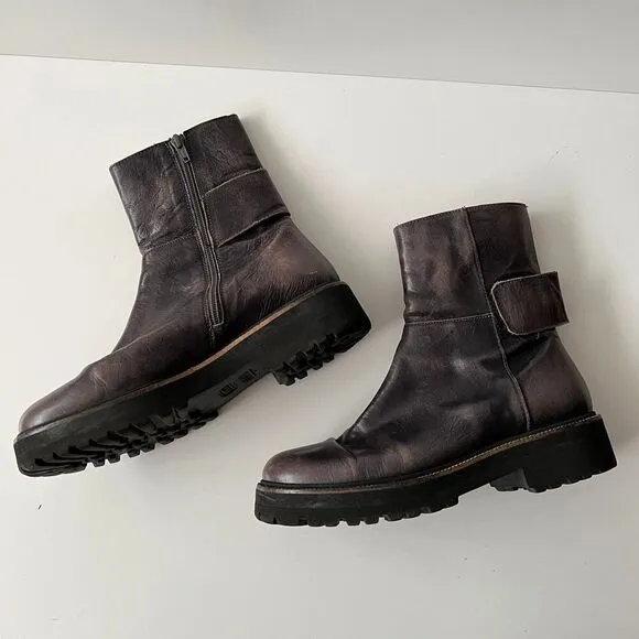 MM6 Maison Martin Margiela Microsole Lug Sole Combat Chelsea Boots Gray Size 40