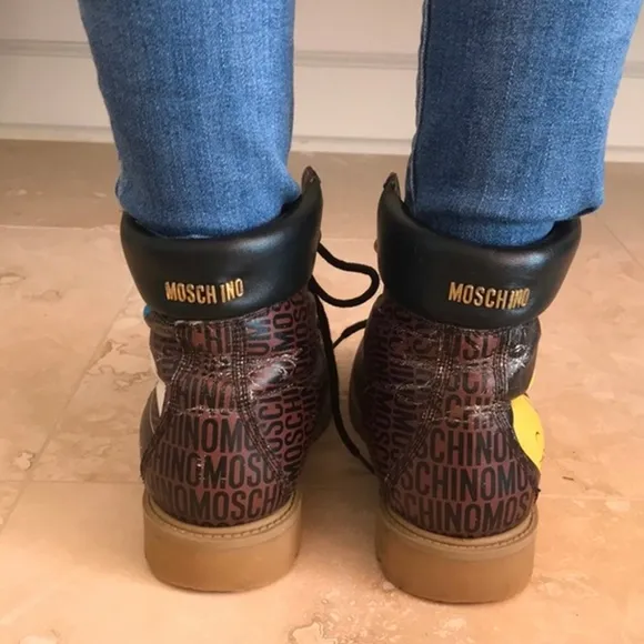 Moschino Looney Tunes Combat Ankle Hiking Boots
