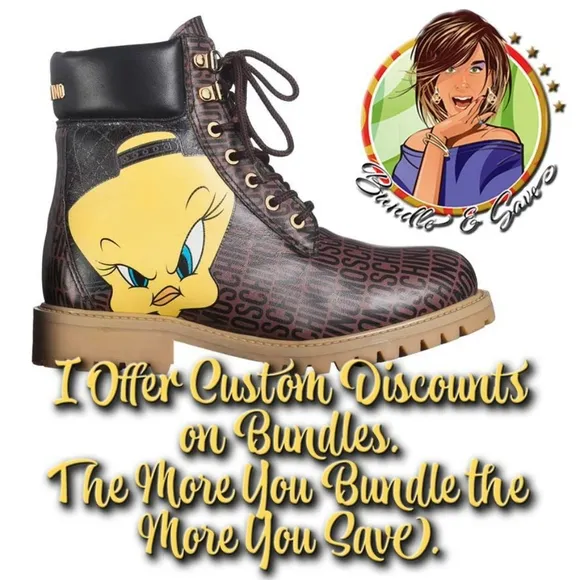 Moschino Looney Tunes Combat Ankle Hiking Boots