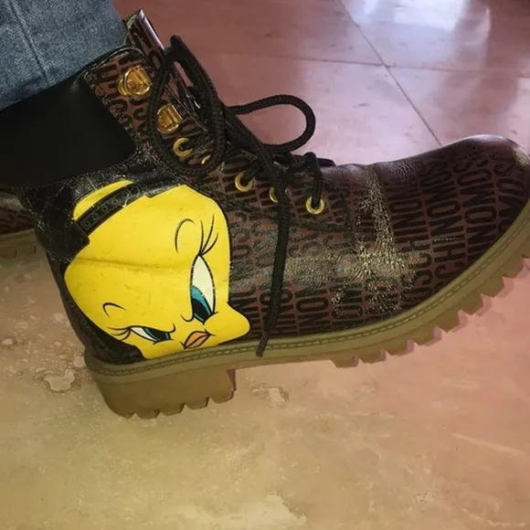 Moschino Looney Tunes Combat Ankle Hiking Boots