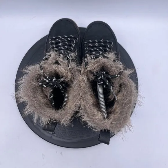 MUK LUKS Women's Sigrid Boot-Black/White/ Faux Fur Shoes Size 7