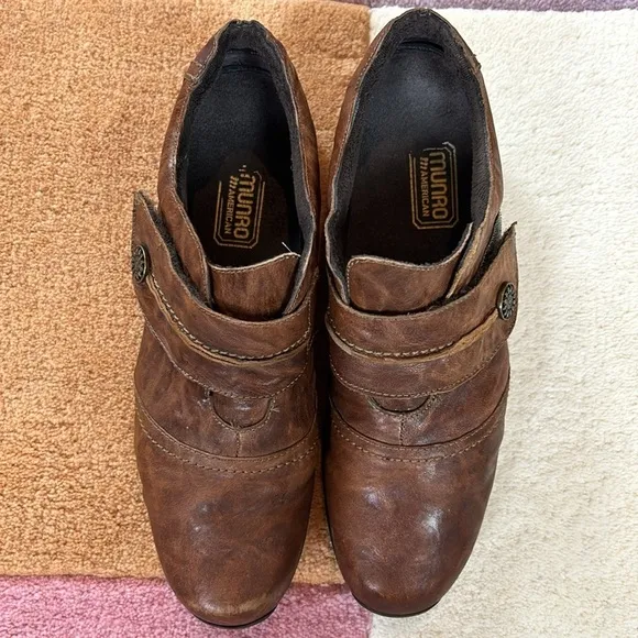 Munro Brown Leather Booties Shoes 8.5