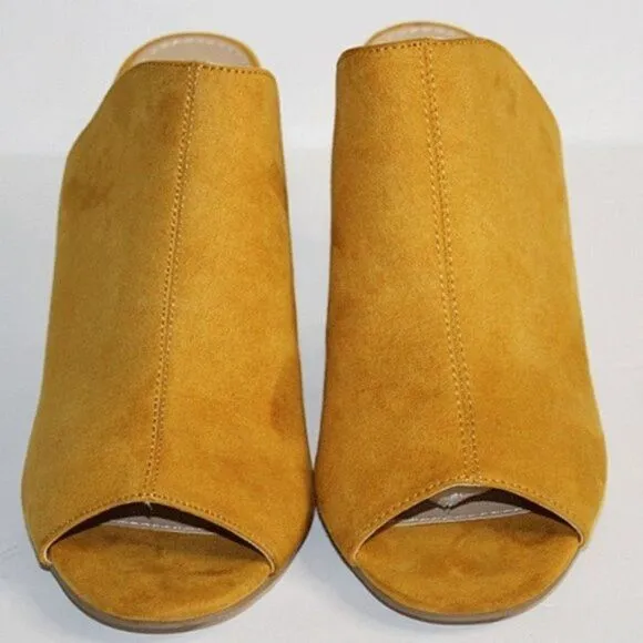 Mustard Esther Heeled Slide Mule Shoes Size 7.5