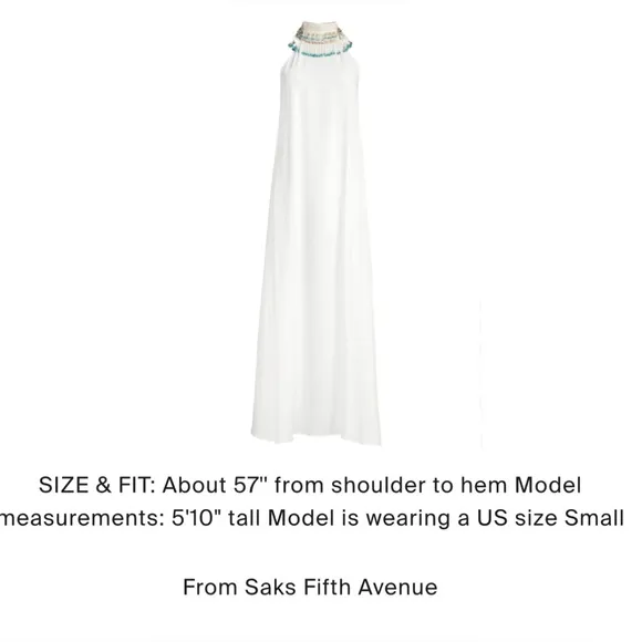 My Beachy Side Maxi Dress Ivory -Dress Painstakingly Hand-Beaded Collar Size M