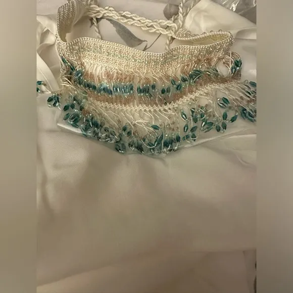 My Beachy Side Maxi Dress Ivory -Dress Painstakingly Hand-Beaded Collar Size M