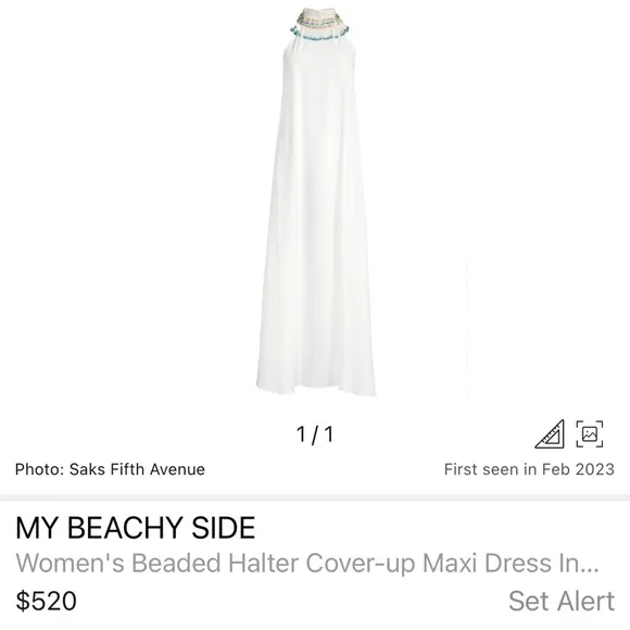 My Beachy Side Maxi Dress Ivory -Dress Painstakingly Hand-Beaded Collar Size M