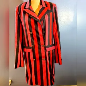 MyMoony Handmade Vintage Fuchsia &amp; Navy Striped Oversized Blazer – Pre-Loved