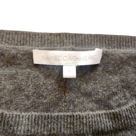 Naked Cashmere Boatneck Pullover Crop Sweater  100% Cashmere Gray Green-ish S