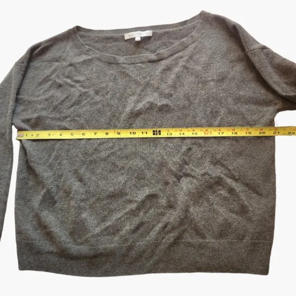 Naked Cashmere Boatneck Pullover Crop Sweater  100% Cashmere Gray Green-ish S