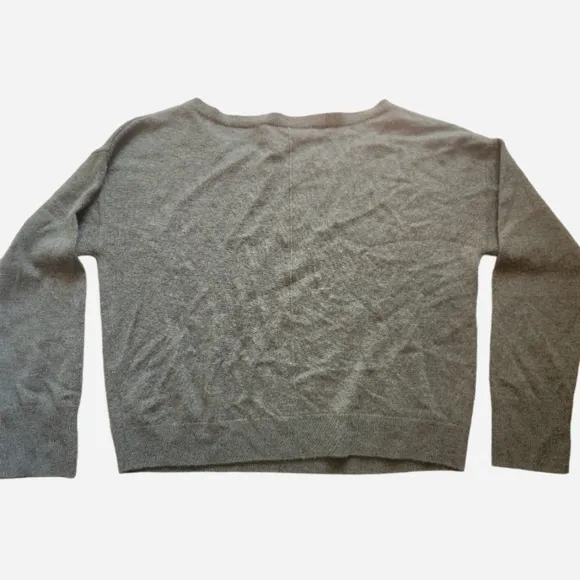 Naked Cashmere Boatneck Pullover Crop Sweater  100% Cashmere Gray Green-ish S