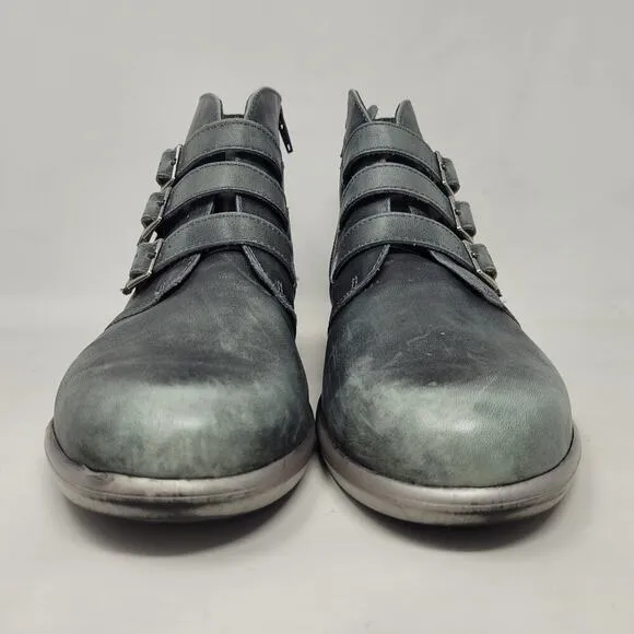 Naot Boots Womens EU41 US10 Black Gray Leather Calima Ankle Booties Buckles Moto