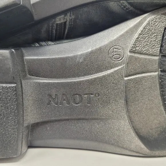 Naot Boots Womens EU41 US10 Black Gray Leather Calima Ankle Booties Buckles Moto