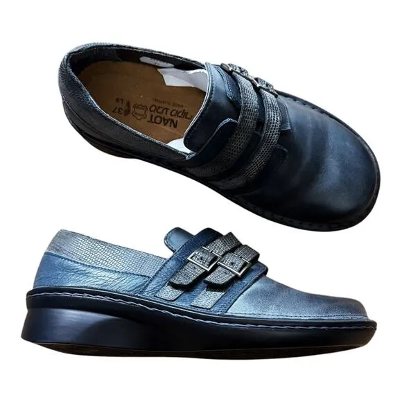 NAOT Celesta Shoes Contrasting Leathers Gray Blue Comfort Israel EU 37 US 6-6.5