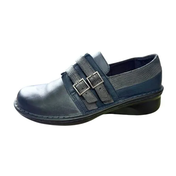NAOT Celesta Shoes Contrasting Leathers Gray Blue Comfort Israel EU 37 US 6-6.5
