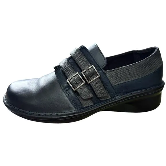 NAOT Celesta Shoes Contrasting Leathers Gray Blue Comfort Israel EU 37 US 6-6.5